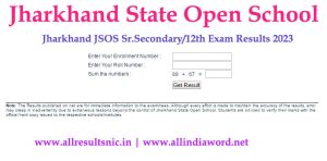Jharkhand Open School Sr.Secondary Results 2023